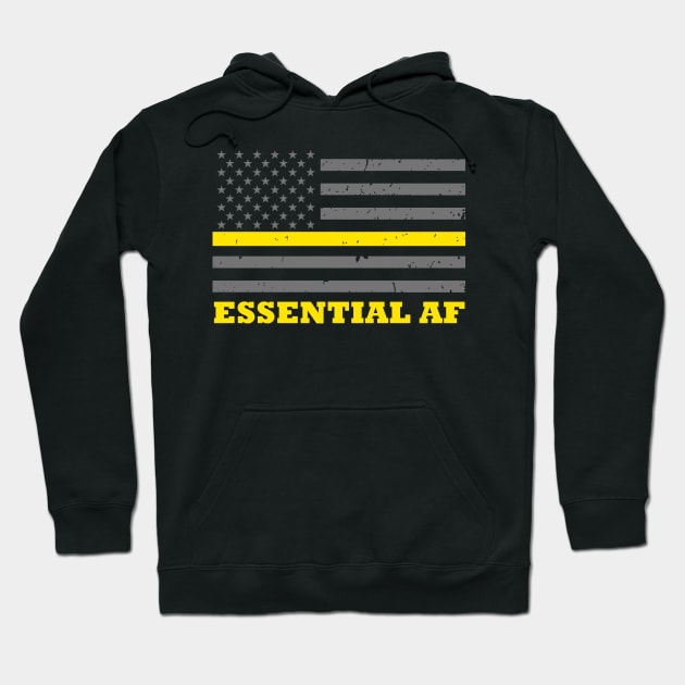 911 Dispatcher Essential Worker Thin Gold Line Flag Hoodie by bluelinemotivation